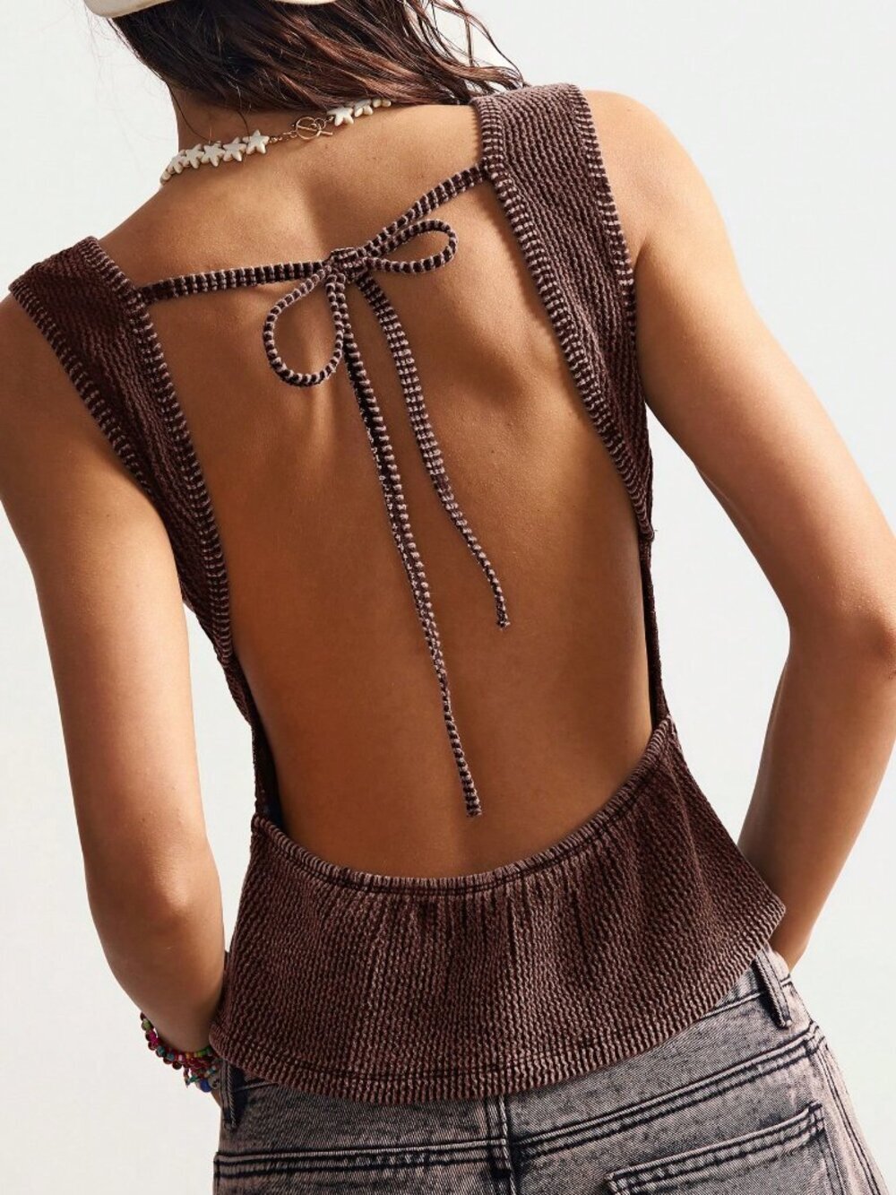 Boho Sexy Tie-Back Women's Backless Camisole Top - Picture 2 of 7